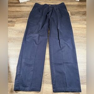 Vintage Bugle Boy Pants Mens 36 x 30 Navy Pleated Relaxed Tapered Preppy Y2K 90s